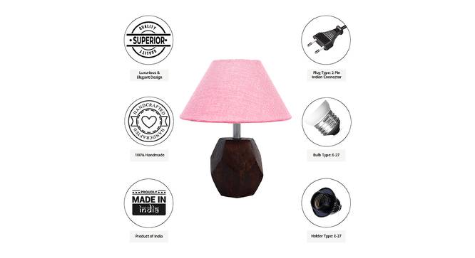 Olivia Pink Jute Shade Table Lamp With Brown Mango Wood Base (Brown & Pink) by Urban Ladder - Cross View Design 1 - 532189
