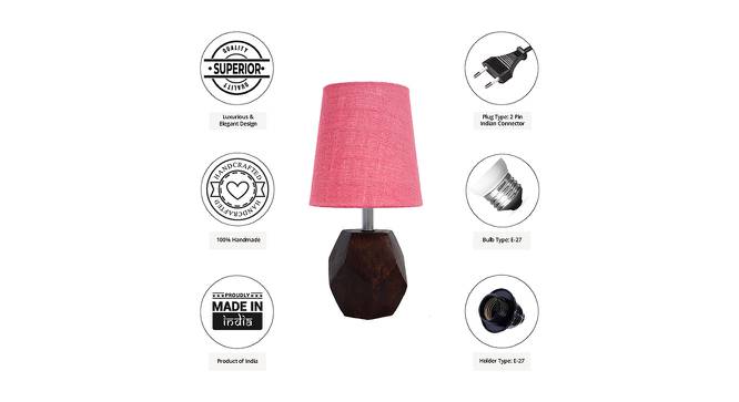 Charlotte Pink Jute Shade Table Lamp With Brown Mango Wood Base (Brown & Pink) by Urban Ladder - Cross View Design 1 - 532190