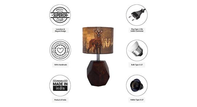 Josiah Multicolor Silk Shade Table Lamp With Brown Mango Wood Base by Urban Ladder - Cross View Design 1 - 532193