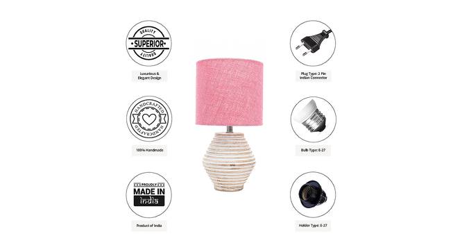 Delilah Pink Jute Shade Table Lamp With Wooden White Mango Wood Base (Wooden White & Pink) by Urban Ladder - Cross View Design 1 - 532194