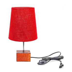 Table Lamps Design Harari Red Jute Shade Table Lamp With Brown Mango Wood Base (Wooden & Red)