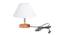 Brandy White Cotton Shade Table Lamp With Brown Mango Wood Base (Wooden & White) by Urban Ladder - Front View Design 1 - 532251