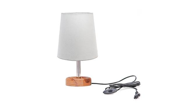 Gaeton White Cotton Shade Table Lamp With Brown Mango Wood Base (Wooden & White) by Urban Ladder - Front View Design 1 - 532257