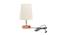 Karmello Off White Cotton Shade Table Lamp With Brown Mango Wood Base (Wooden & Off White) by Urban Ladder - Front View Design 1 - 532260
