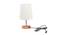 Gelsomina White Cotton Shade Table Lamp With Brown Mango Wood Base (Wooden & White) by Urban Ladder - Front View Design 1 - 532261