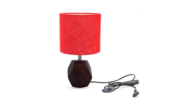 Mayer Red Jute Shade Table Lamp With Brown Mango Wood Base (Brown & Red) by Urban Ladder - Front View Design 1 - 532266