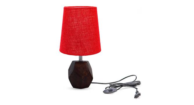 Rhea Red Jute Shade Table Lamp With Brown Mango Wood Base (Brown & Red) by Urban Ladder - Front View Design 1 - 532268