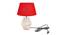 Cairo Red Jute Shade Table Lamp With Wooden White Mango Wood Base (Wooden White & Red) by Urban Ladder - Front View Design 1 - 532271
