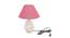 Mina Pink Jute Shade Table Lamp With Wooden White Mango Wood Base (Wooden White & Pink) by Urban Ladder - Front View Design 1 - 532272