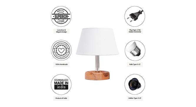 Giovonni White Cotton Shade Table Lamp With Brown Mango Wood Base (Wooden & White) by Urban Ladder - Cross View Design 1 - 532275