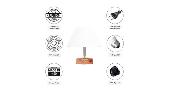 Gianella White Cotton Shade Table Lamp With Brown Mango Wood Base (Wooden & White) by Urban Ladder - Cross View Design 1 - 532277