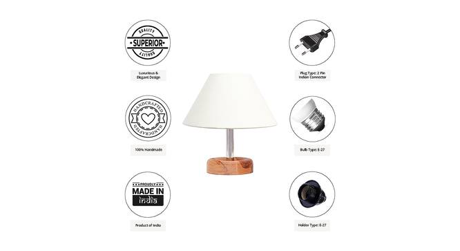 Jeronimo Off White Cotton Shade Table Lamp With Brown Mango Wood Base (Wooden & Off White) by Urban Ladder - Cross View Design 1 - 532278