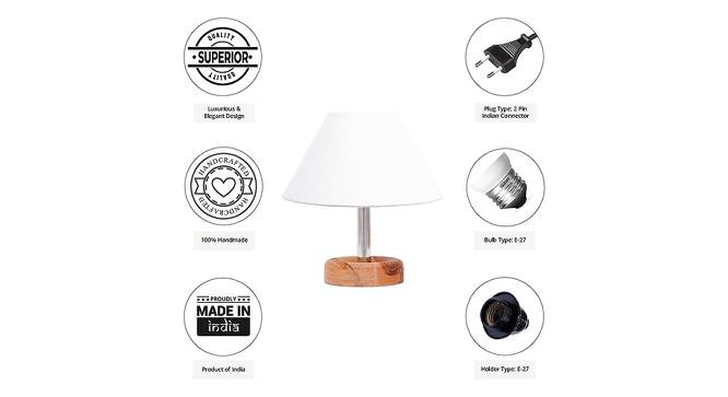 Accana White Cotton Shade Table Lamp With Brown Mango Wood Base (Wooden & White) by Urban Ladder - Cross View Design 1 - 532280