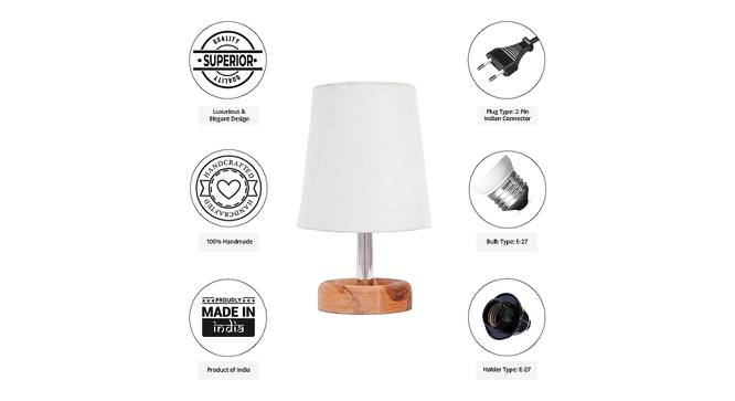 Sicily White Cotton Shade Table Lamp With Brown Mango Wood Base (Wooden & White) by Urban Ladder - Cross View Design 1 - 532283