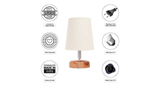 Romilda Off White Cotton Shade Table Lamp With Brown Mango Wood Base (Wooden & Off White) by Urban Ladder - Cross View Design 1 - 532284