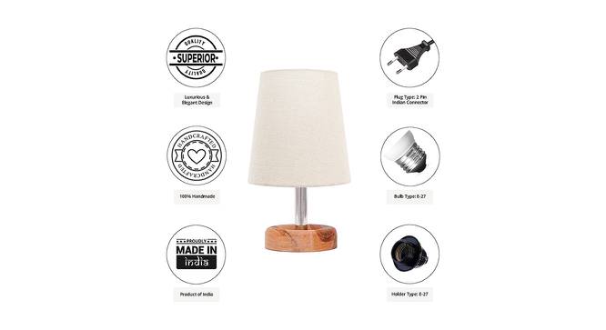 Karmello Off White Cotton Shade Table Lamp With Brown Mango Wood Base (Wooden & Off White) by Urban Ladder - Cross View Design 1 - 532285