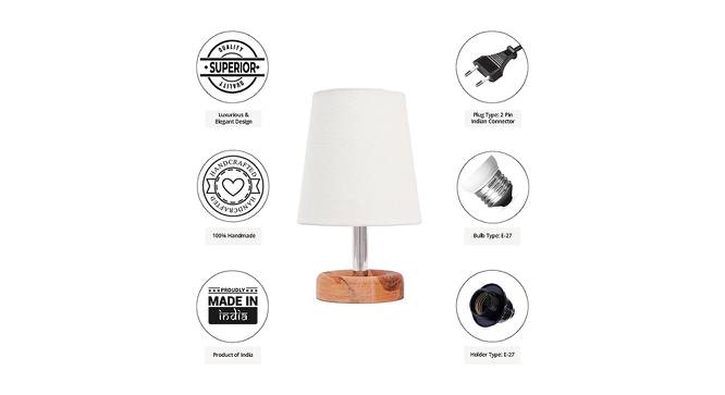 Gelsomina White Cotton Shade Table Lamp With Brown Mango Wood Base (Wooden & White) by Urban Ladder - Cross View Design 1 - 532286
