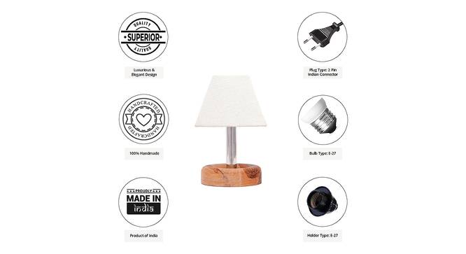 Silvana White Cotton Shade Table Lamp With Brown Mango Wood Base (Wooden & White) by Urban Ladder - Cross View Design 1 - 532287