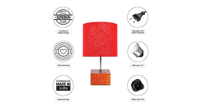 Sheena Red Jute Shade Table Lamp With Brown Mango Wood Base (Wooden & Red) by Urban Ladder - Cross View Design 1 - 532288