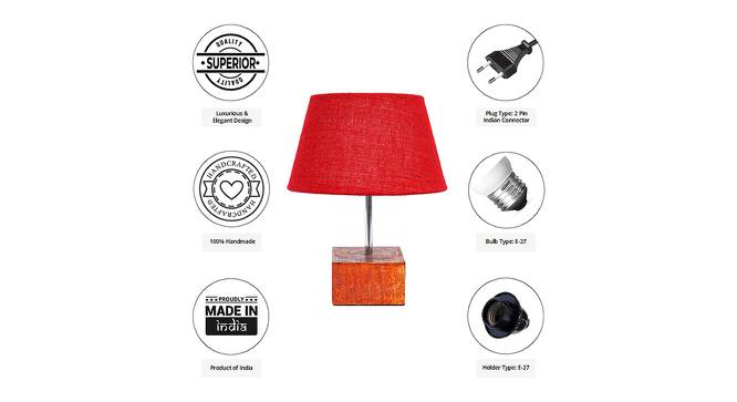 Webster Red Jute Shade Table Lamp With Brown Mango Wood Base (Wooden & Red) by Urban Ladder - Cross View Design 1 - 532289