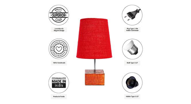 Harari Red Jute Shade Table Lamp With Brown Mango Wood Base (Wooden & Red) by Urban Ladder - Cross View Design 1 - 532290