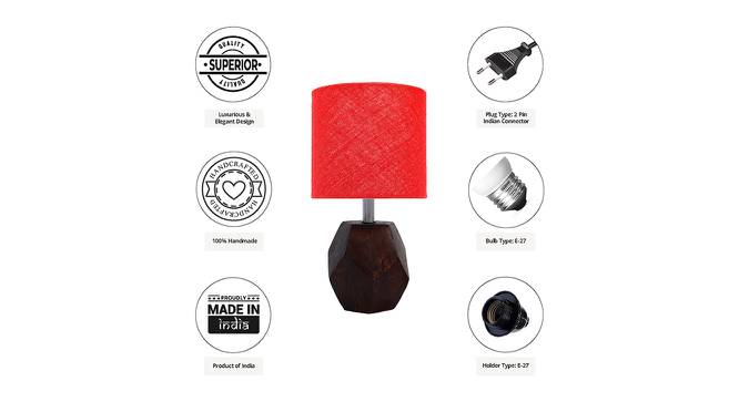 Mayer Red Jute Shade Table Lamp With Brown Mango Wood Base (Brown & Red) by Urban Ladder - Cross View Design 1 - 532291