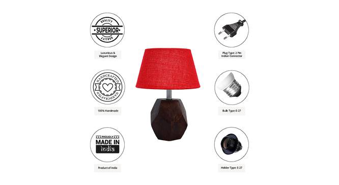 Skylar Red Jute Shade Table Lamp With Brown Mango Wood Base (Brown & Red) by Urban Ladder - Cross View Design 1 - 532292