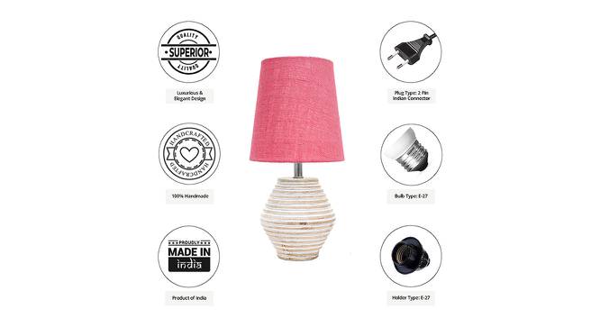 Ellen Pink Jute Shade Table Lamp With Wooden White Mango Wood Base (Wooden White & Pink) by Urban Ladder - Cross View Design 1 - 532298