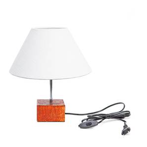 Table Lamps Design Stanley White Cotton Shade Table Lamp With Brown Mango Wood Base (Wooden & White)