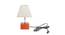 Leo White Cotton Shade Table Lamp With Brown Mango Wood Base (Wooden & White) by Urban Ladder - Front View Design 1 - 532368