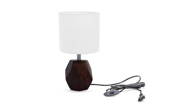 Logan White Cotton Shade Table Lamp With Brown Mango Wood Base (Brown & White) by Urban Ladder - Front View Design 1 - 532369