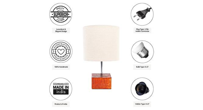 Dallon Off White Cotton Shade Table Lamp With Brown Mango Wood Base (Wooden & Off White) by Urban Ladder - Cross View Design 1 - 532376