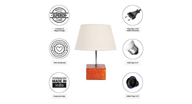 Maverick Off White Cotton Shade Table Lamp With Brown Mango Wood Base (Wooden & Off White) by Urban Ladder - Cross View Design 1 - 532380