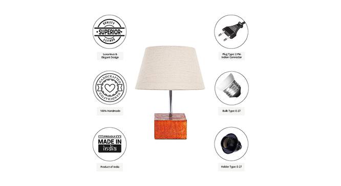 Kipper Off White Cotton Shade Table Lamp With Brown Mango Wood Base (Wooden & Off White) by Urban Ladder - Cross View Design 1 - 532381
