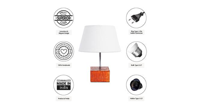 Koko White Cotton Shade Table Lamp With Brown Mango Wood Base (Wooden & White) by Urban Ladder - Cross View Design 1 - 532382
