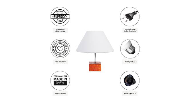 Merlin White Cotton Shade Table Lamp With Brown Mango Wood Base (Wooden & White) by Urban Ladder - Cross View Design 1 - 532383