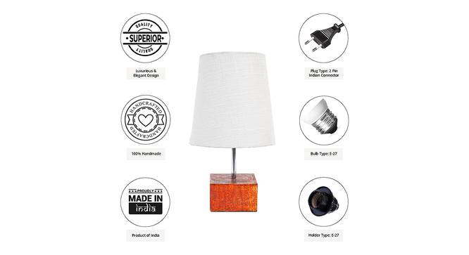 Max White Cotton Shade Table Lamp With Brown Mango Wood Base (Wooden & White) by Urban Ladder - Cross View Design 1 - 532389