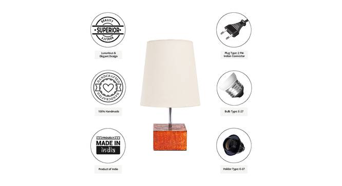 Charlie Off White Cotton Shade Table Lamp With Brown Mango Wood Base (Wooden & Off White) by Urban Ladder - Cross View Design 1 - 532390