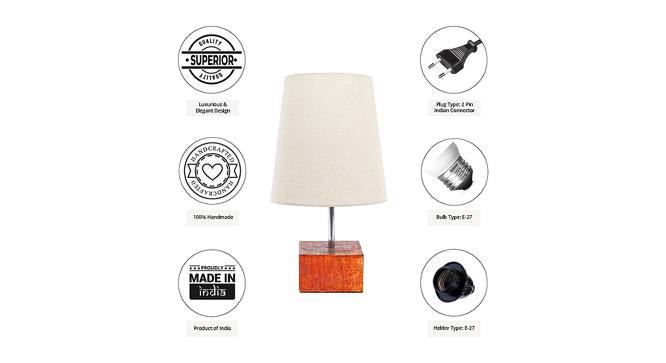 Cooper Off White Cotton Shade Table Lamp With Brown Mango Wood Base (Wooden & Off White) by Urban Ladder - Cross View Design 1 - 532391
