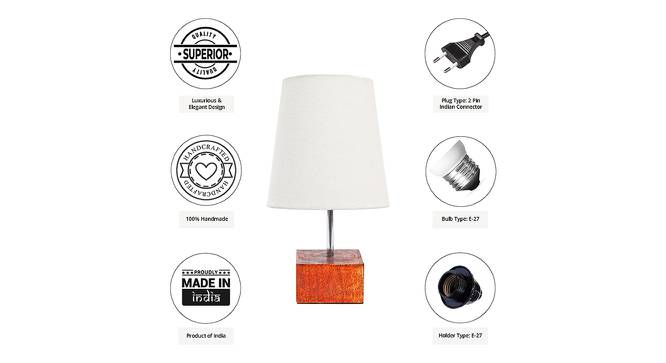Oliver White Cotton Shade Table Lamp With Brown Mango Wood Base (Wooden & White) by Urban Ladder - Cross View Design 1 - 532392