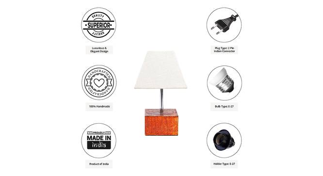 Leo White Cotton Shade Table Lamp With Brown Mango Wood Base (Wooden & White) by Urban Ladder - Cross View Design 1 - 532393