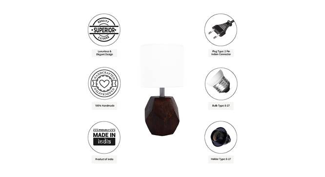Logan White Cotton Shade Table Lamp With Brown Mango Wood Base (Brown & White) by Urban Ladder - Cross View Design 1 - 532394