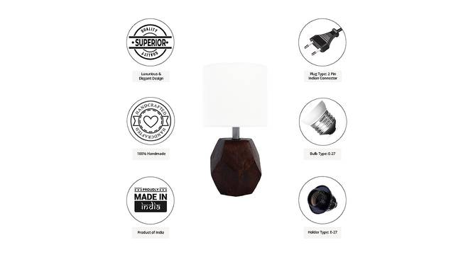 Amelia White Cotton Shade Table Lamp With Brown Mango Wood Base (Brown & White) by Urban Ladder - Cross View Design 1 - 532395