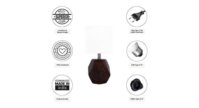 Elliot White Cotton Shade Table Lamp With Brown Mango Wood Base (Brown & White) by Urban Ladder - Cross View Design 1 - 532397