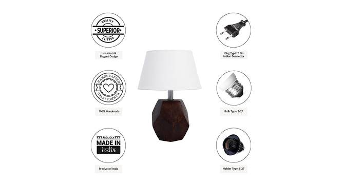 River White Cotton Shade Table Lamp With Brown Mango Wood Base (Brown & White) by Urban Ladder - Cross View Design 1 - 532398