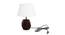 Luna White Cotton Shade Table Lamp With Brown Mango Wood Base (Brown & White) by Urban Ladder - Front View Design 1 - 532451