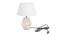 Wren White Cotton Shade Table Lamp With Wooden White Mango Wood Base (Wooden White & White) by Urban Ladder - Front View Design 1 - 532464