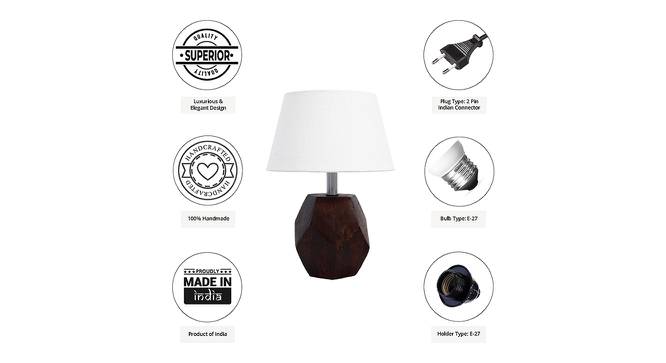 Remi White Cotton Shade Table Lamp With Brown Mango Wood Base (Brown & White) by Urban Ladder - Cross View Design 1 - 532474