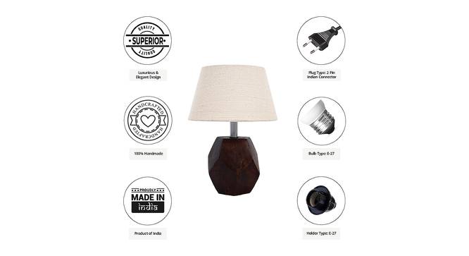 Zane Off White Cotton Shade Table Lamp With Brown Mango Wood Base (Brown & Off White) by Urban Ladder - Cross View Design 1 - 532475