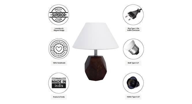 Malia White Cotton Shade Table Lamp With Brown Mango Wood Base (Brown & White) by Urban Ladder - Cross View Design 1 - 532477
